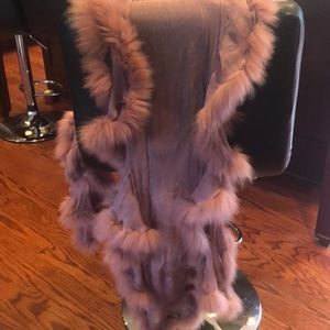 Gorgeous mauve silk and fox scarf